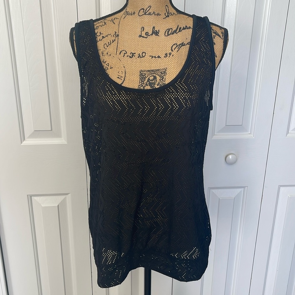 Black Lace Swim Coverup Tank Top